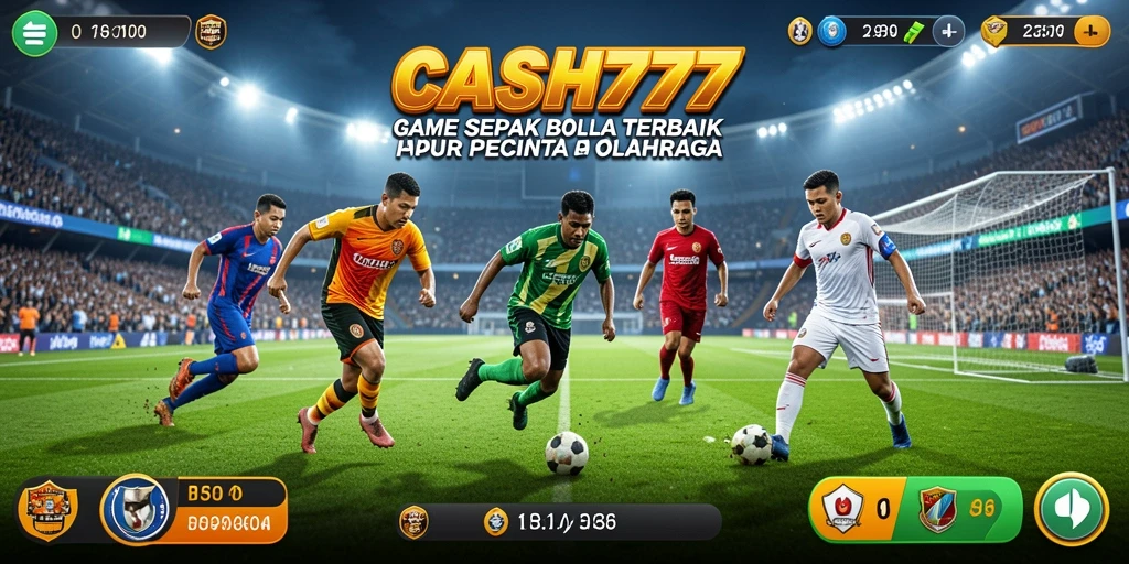 Screenshot utama CASH777 menampilkan aksi seru pertandingan sepak bola.