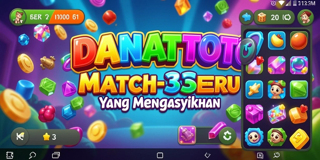 Tampilan gameplay seru DANATOTO dengan tantangan Match-3.