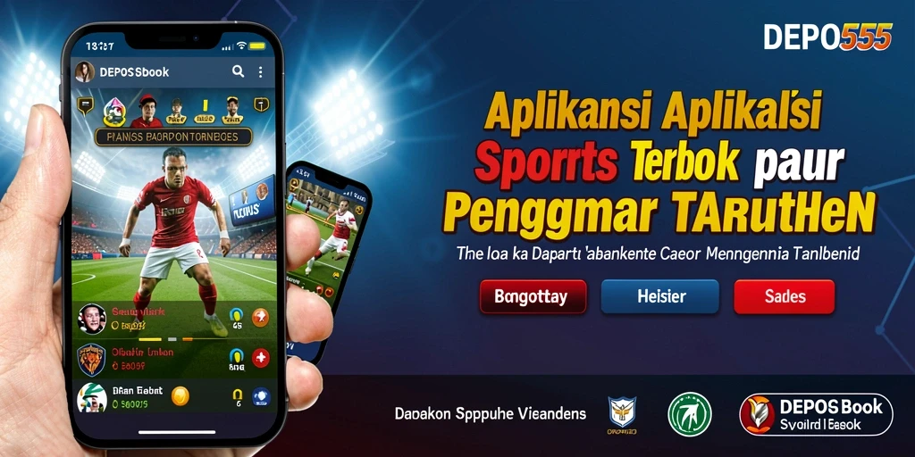 Screenshot DEPO555 menampilkan antarmuka menarik aplikasi Sportsbook.