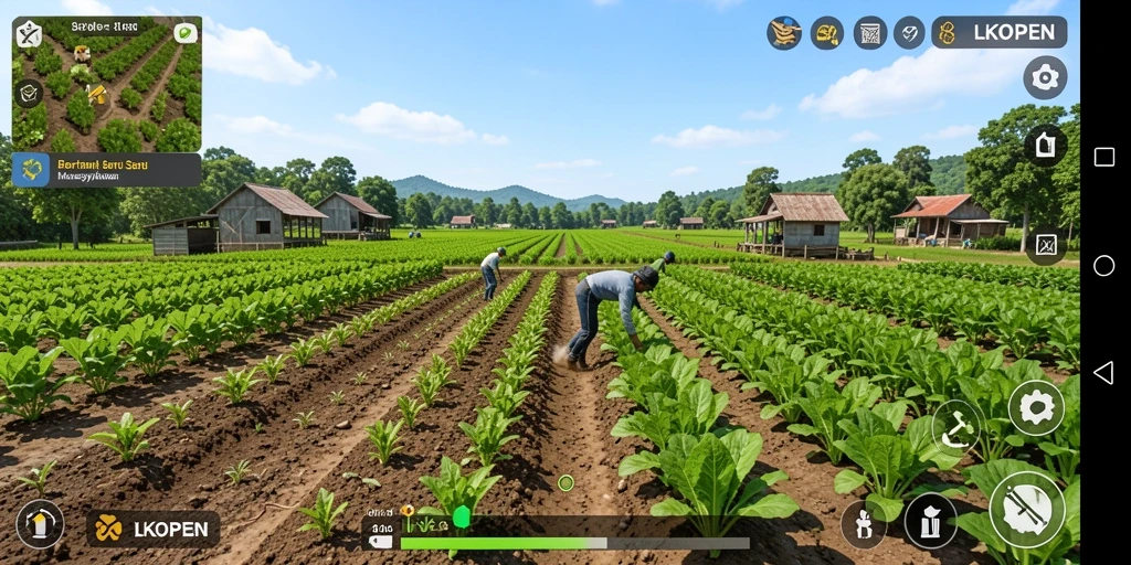 Tampilan menawan dari gameplay pertanian di LKOPEN.