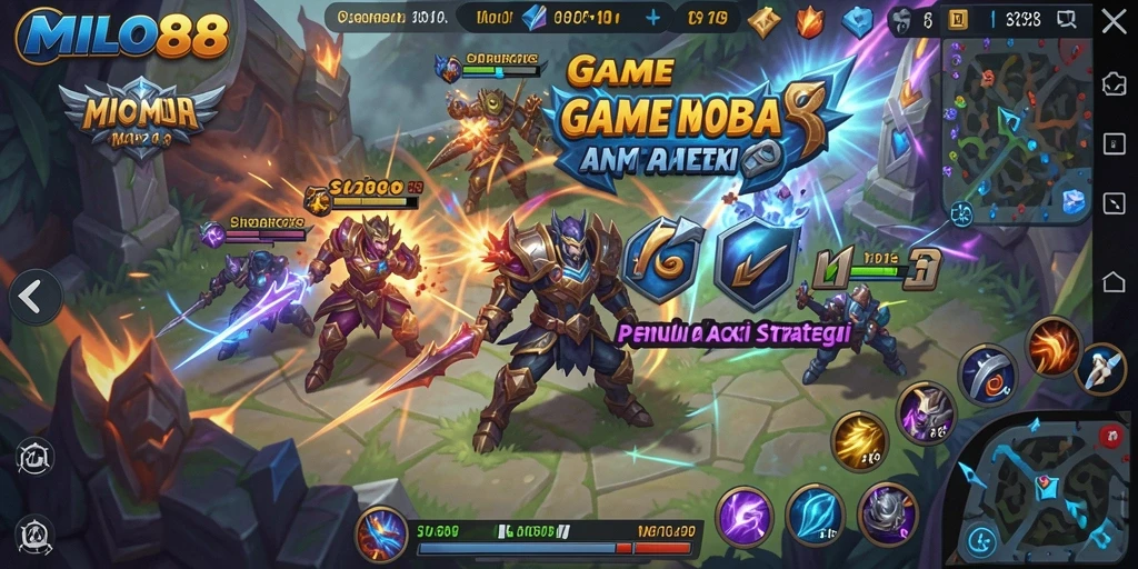 Screenshot gameplay <strong>MILO88</strong> yang menampilkan aksi seru di arena MOBA.
