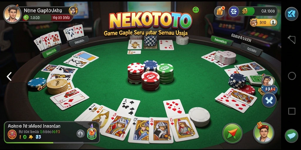 Screenshot gameplay seru NEKOTOTO menunjukkan momen seru bermain Gaple.
