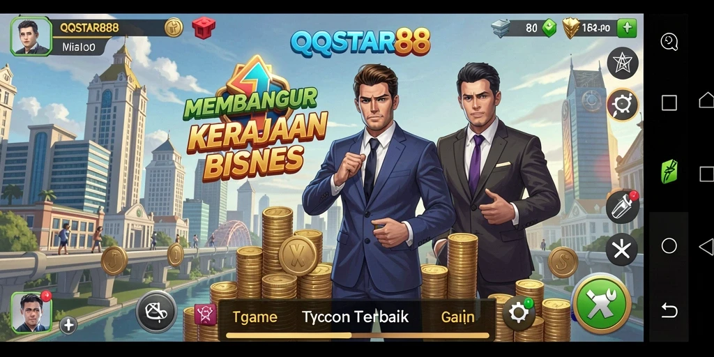 Screenshot menampilkan gameplay menyenangkan dari QQSTAR88 dengan manajemen bisnis yang seru.