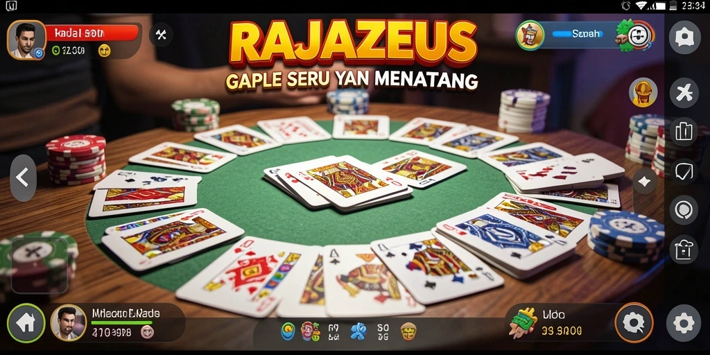 Screenshot gameplay RAJAZEUS menampilkan aksi seru permainan Gaple.